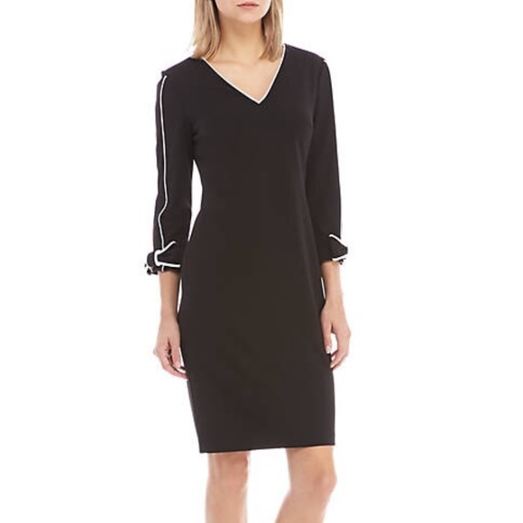 CALVIN KLEIN BLACK LONG SLEEVE BOW ACCENTED DRESS - Picture 7 of 7